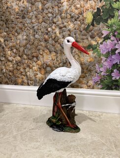 Фигурка садовая Аист в камышах, 21х9х37 см, полистоун, F889 - фото 1 от пользователя