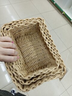 Набор корзин 3 шт, прямоугольный, плетеный, 27х19х12 см, 24х17х11 см, 21х15х10 см, МП, B090094 - фото 1 от пользователя