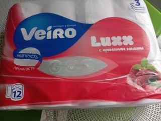 Туалетная бумага Veiro, Luxx, Малина, 3 слоя, 12 шт, 17 м, с втулкой - фото 1 от пользователя