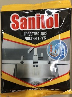 Средство от засоров Sanitol, порошок, 90 г, сухое - фото 1 от пользователя