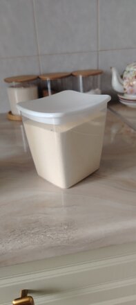 Банка для сыпучих продуктов, пластик, 1 л, 12.5х11.5х13 см, с крышкой, Idea, М1223, белая - фото 2 от пользователя