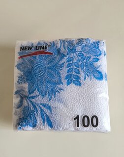 Салфетки бумажные New Line, Гжель, 100 шт, 24х24 см, в ассортименте - фото 7 от пользователя