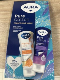 Набор подарочный для женщин, Aura, Pure Cotton, крем для рук питательный, 75 мл + крем для рук ночной, 75 мл - фото 6 от пользователя