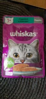 Корм для животных Whiskas, 75 г, для взрослых кошек 1+, паштет, индейка/кролик, пауч, G8471 - фото 1 от пользователя