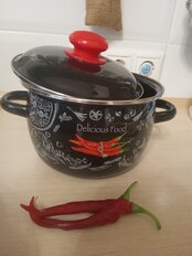 Кастрюля эмалированная сталь, 2 л, с крышкой, крышка сталь, Appetite, Chilli, 1МС161Р, черная, индукция - фото 3 от пользователя