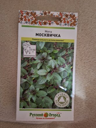Семена Мята, Москвичка, 0.03 г, цветная упаковка, Русский огород - фото 3 от пользователя