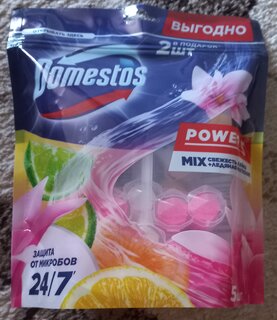 Подвеска для унитаза Domestos, Свежесть лайма и Ледяная магнолия, 5 шт, 55 г, Power 5 - фото 1 от пользователя