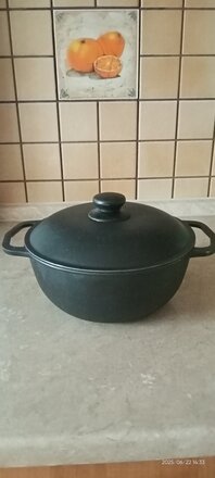 Кастрюля чугун, 3 л, с крышкой, крышка алюминий, Maysternya, Т402С2, черная, индукция - фото 2 от пользователя