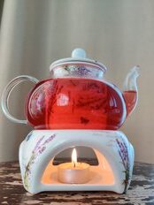 Чайник заварочный стекло, керамика, 0.7 л, с ситечком, с подставкой для подогрева, Y6-2602 - фото 4 от пользователя