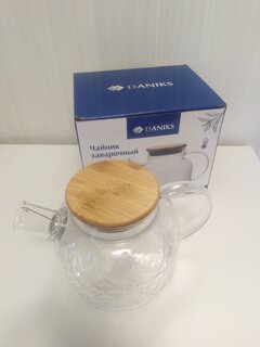 Чайник заварочный стекло, 1 л, с ситечком, Daniks, B050190 - фото 2 от пользователя