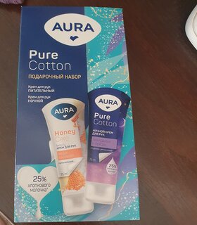 Набор подарочный для женщин, Aura, Pure Cotton, крем для рук питательный, 75 мл + крем для рук ночной, 75 мл - фото 5 от пользователя