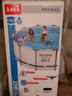 Бассейн каркасный Bestway, 366х122 см, Steel Pro Max, 56420BW, фильтр-насос, лестница, тент, 10250 л, ремкомплект - фото 6 от пользователя