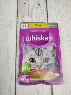 Корм для животных Whiskas, 75 г, для взрослых кошек 1+, паштет, утка, пауч, G8473 - фото 7 от пользователя