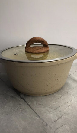 Кастрюля алюминий, антипригарное покрытие, 2 л, с крышкой, крышка стекло, Гурман, Estima, ГМк203 ЭБИ, бежевая, индукция - фото 4 от пользователя