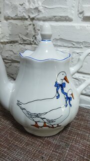 Чайник заварочный фарфор, 1.75 л, Добрушский фарфоровый завод, Гуси, Романс, 3С1777/1Ф34 - фото 9 от пользователя