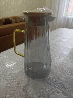 Кувшин стекло, 1.8 л, с крышкой, Мэджик, B050177, прозрачный с золотом - фото 2 от пользователя