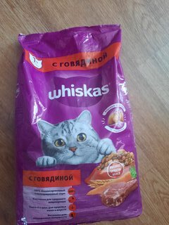 Корм для животных Whiskas, 1900 г, для взрослых кошек 1+, сухой, говяжий паштет, подушечки с паштетом, пакет, G3657 - фото 5 от пользователя