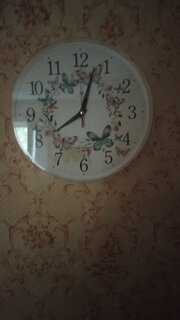 Часы настенные, кварцевые, 25 см, основание белое, круглые, Рубин, Венок из бабочек, 2524-141 - фото 2 от пользователя