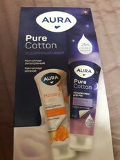 Набор подарочный для женщин, Aura, Pure Cotton, крем для рук питательный 75 мл + крем для рук ночной 75 мл - фото 1 от пользователя