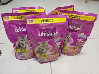 Корм для животных Whiskas, 350 г, для котят, 1-12 месяцев, сухой, индейка, молочные подушечки, коробка, 47103/7633/10116570 - фото 5 от пользователя