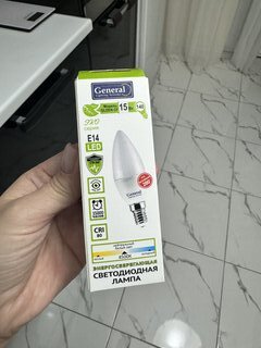 Лампа светодиодная E14, 15 Вт, 230 В, свеча, 4500 К, нейтральный белый свет, General Lighting Systems, GLDEN-CF, CF, 661096 - фото 2 от пользователя