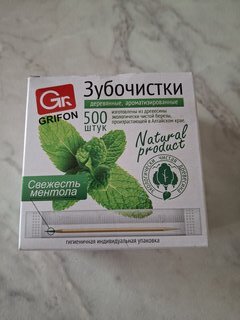 Зубочистки 500 шт, дерево, с ментолом, Grifon, 400-513 - фото 1 от пользователя