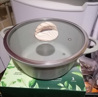 Кастрюля алюминий, антипригарное покрытие, 3 л, с крышкой, крышка стекло, Гурман, Мята, ГМк303МЛ, индукция - фото 4 от пользователя