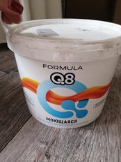 Краска воднодисперсионная, Formula Q8, акриловая, универсальная, моющаяся, влагостойкая, матовая, белоснежная, 5 кг - фото 2 от пользователя