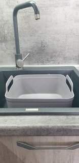Таз пластик, квадратный, с ручкой, для кухни, 31х29.5х17.5 см, серый, Y4-6490 - фото 8 от пользователя