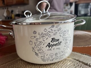 Кастрюля эмалированная сталь, 3 л, с крышкой, крышка стекло, цилиндрическая, Daniks, Bon Appetit, Y4-9059, индукция - фото 1 от пользователя