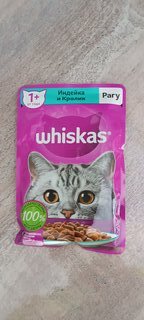 Корм для животных Whiskas, 75 г, для взрослых кошек 1+, рагу, индейка/кролик, пауч, G8484 - фото 1 от пользователя