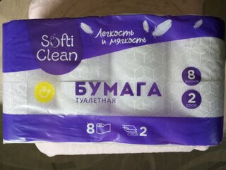 Туалетная бумага Softi Clean, 2 слоя, 8 шт, 15.31 м, с втулкой, белая - фото 4 от пользователя