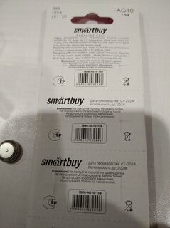 Батарейка Smartbuy, LR1130 (389A, AG10), Alkaline, щелочная, 1.5 В, блистер, 10 шт, SBBB-AG10-10B - фото 2 от пользователя