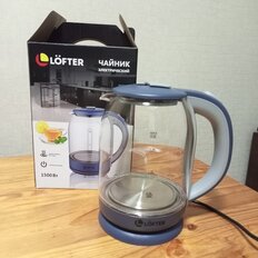 Чайник электрический Lofter, C03, синий, 1.8 л, 1500 Вт, скрытый нагревательный элемент, подсветка, стекло - фото 5 от пользователя