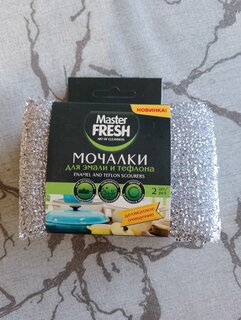 Губка для посуды из эмали и тефлона, 2 шт, Master Fresh - фото 2 от пользователя