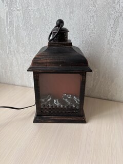 Фонарь декоративный 15х15х27 см, USB шнур, АА 3шт, пластик, стекло, Камин, M120005 - фото 4 от пользователя
