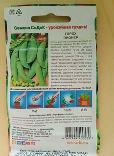 Семена Горох, Пионер, 8 г, цветная упаковка, Седек - фото 6 от пользователя