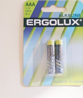 Батарейка Ergolux, ААА (LR03, 24A), Alkaline, щелочная, 1.5 В, блистер, 2 шт, 11743 - фото 5 от пользователя