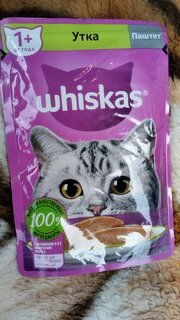 Корм для животных Whiskas, 75 г, для взрослых кошек 1+, паштет, утка, пауч, G8473 - фото 1 от пользователя