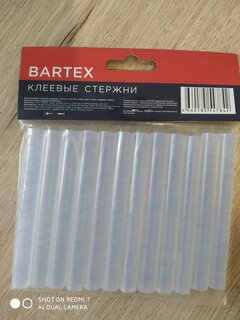 Стержни клеевые для пистолетов 12 шт, диаметр 11х100 мм, прозрачные, Bartex - фото 3 от пользователя