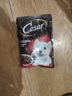 Корм для животных Cesar, 85 г, для собак, кусочки в соусе, говядина с овощами, F5872 - фото 1 от пользователя