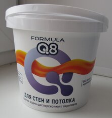 Краска воднодисперсионная, Formula Q8, акриловая, интерьерная, матовая, 1.5 кг - фото 3 от пользователя