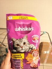 Корм для животных Whiskas, 350 г, для взрослых кошек 1+, сухой, курица/индейка, подушечки с паштетом, пакет - фото 1 от пользователя