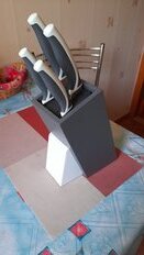 Набор ножей 5 предметов, 20 см, 20 см, 12.5 см, 9 см, нержавеющая сталь, рукоятка пластик, с подставкой, Daniks, Маренго, JA20190132 - фото 4 от пользователя