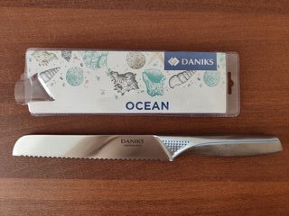 Нож кухонный Daniks, Ocean, для хлеба, нержавеющая сталь, 20 см, рукоятка нержавеющая сталь, YW-A429B-BR - фото 7 от пользователя