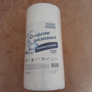 Салфетка бытовая для уборки, вискоза, 30х30 см, 120 шт, рулон, Bossclean - фото 3 от пользователя