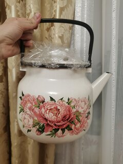 Чайник сталь, эмалированное покрытие, 3.5 л, ручка металлическая, ЛЗЭП, Букет пионов, индукция, С-2713П2/4ЖмРч - фото 3 от пользователя
