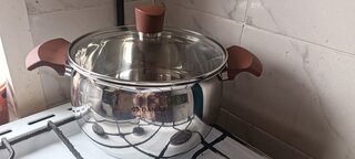 Кастрюля нержавеющая сталь, 5.1 л, с крышкой, крышка стекло, Daniks, Орлея, GS-01159P-22CA, индукция - фото 6 от пользователя