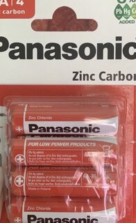 Батарейка Panasonic, АА (R6, 15D), Zinc-carbon, солевая, 1.5 В, блистер, 4 шт - фото 1 от пользователя