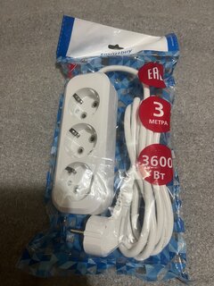 Удлинитель бытовой 3 гнезда, 3 м, ПВС, 3х1 мм², с заземлением, Smartbuy, SBE-16-3-03-Z - фото 3 от пользователя